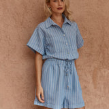 Sass Trines Stripe Resort Playsuit in Blue White