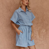 Sass Trines Stripe Resort Playsuit in Blue White - view 3