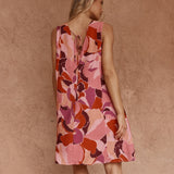 Allie Seamed Swing Dress - Peony Print