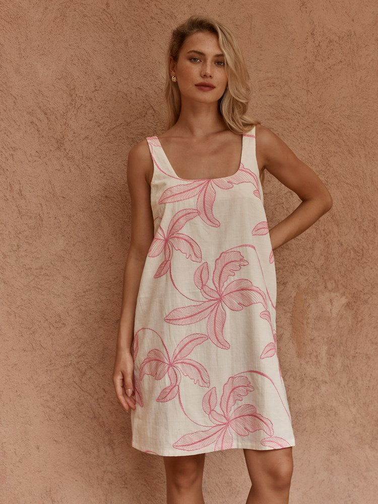 Sass Vienne Mini Shift Dress in Neutral/Pink