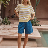 Sass Jules Stripe Tee in Lemon/White - view 2