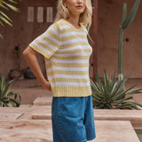 Sass Jules Stripe Tee in Lemon/White - view 3