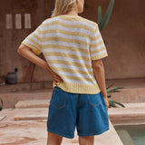 Jules Stripe Tee - Lemon/White