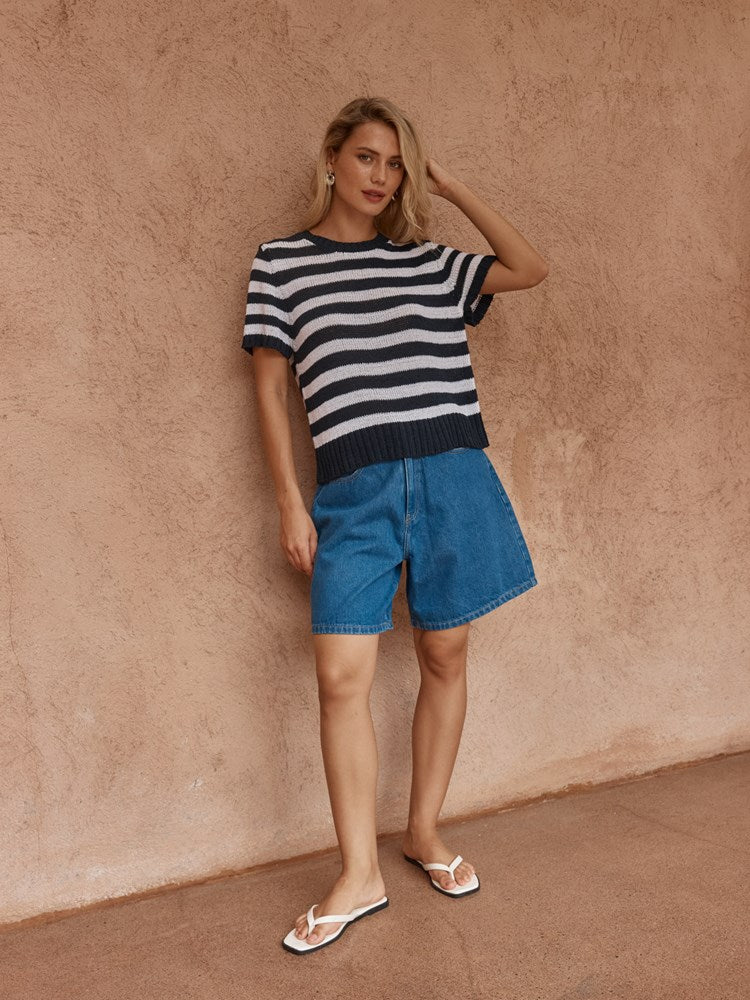 Sass Jules Stripe Tee in Navy/White - view 2