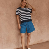 Sass Jules Stripe Tee in Navy/White - view 2