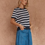Sass Jules Stripe Tee in Navy/White - view 3