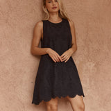 Sass Mavis Broderie Shift Dress in Black