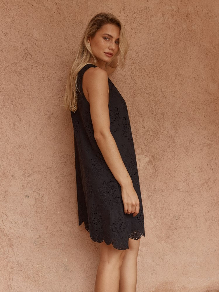 Sass Mavis Broderie Shift Dress in Black - view 3