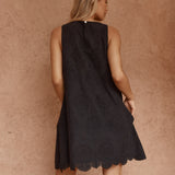 Mavis Broderie Shift Dress - Black