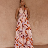 Sass Reese Halter Dress in Peony Print