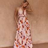 Sass Reese Halter Dress in Peony Print - view 2