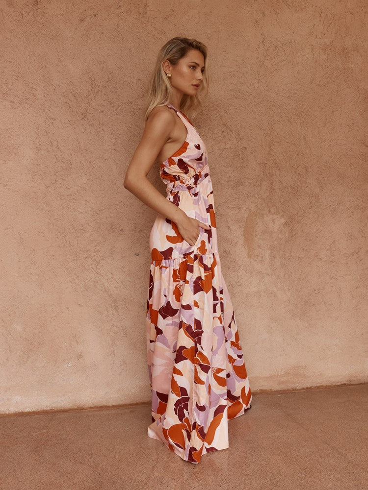 Sass Reese Halter Dress in Peony Print - view 3