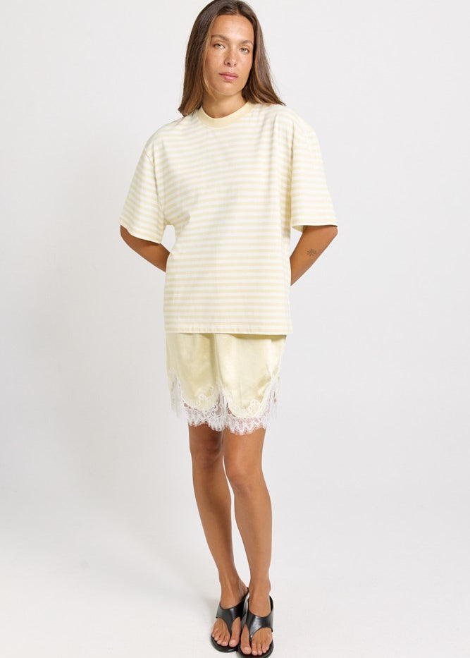 Maddie Lace Hem Mini Skirt - Lemon