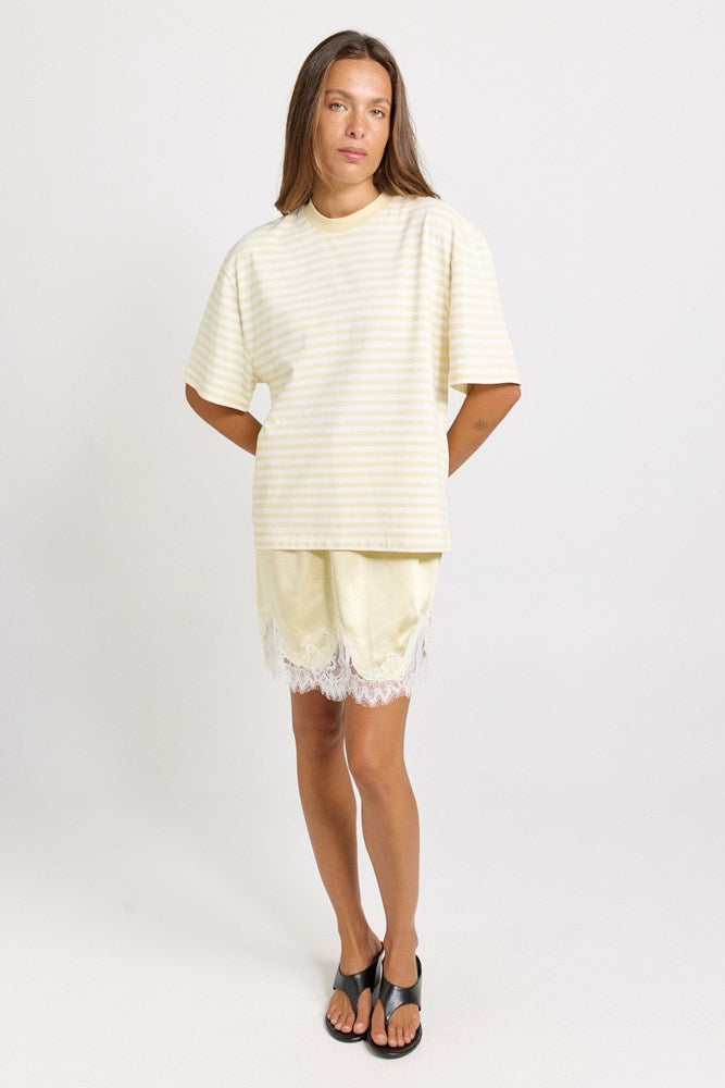 Maddie Lace Hem Mini Skirt - Lemon