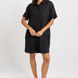 Lizzie Spot Shirt Dress - Black / White