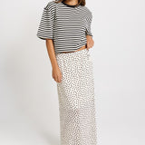 Rachel Spot Mesh Maxi Skirt - White / Black