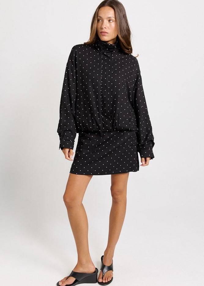 Brookie Spot Bomber Jacket - Black/White
