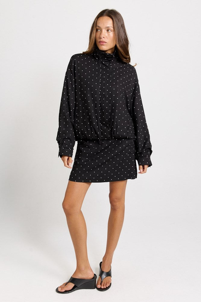 Brookie Spot Bomber Jacket - Black/White