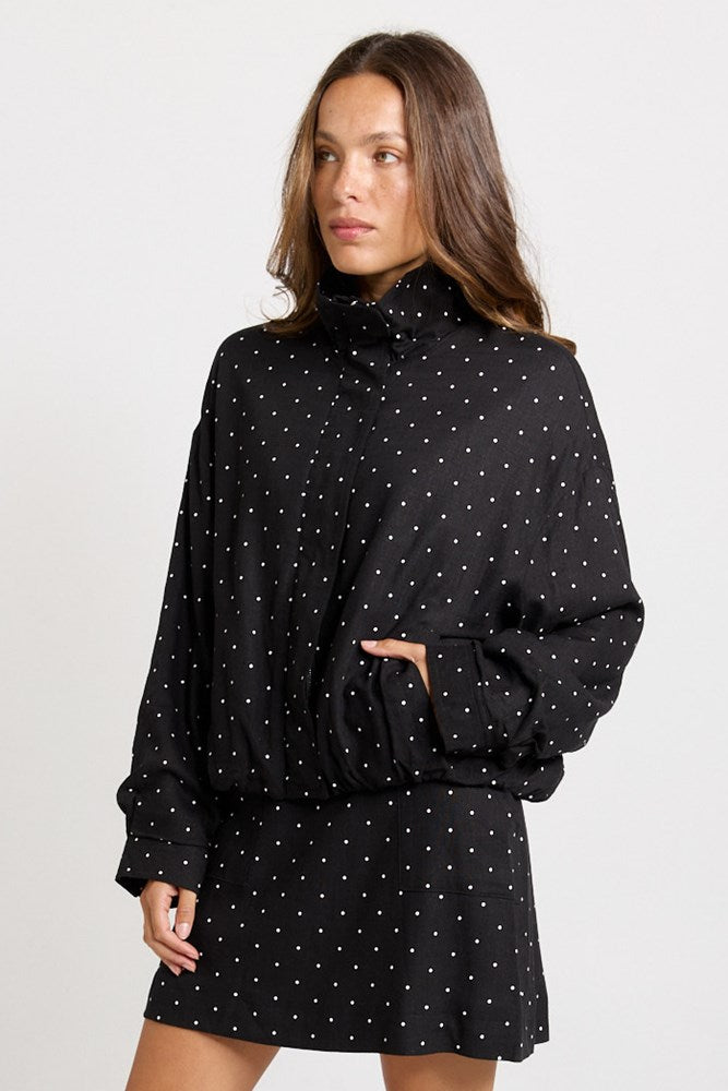 Brookie Spot Bomber Jacket - Black/White