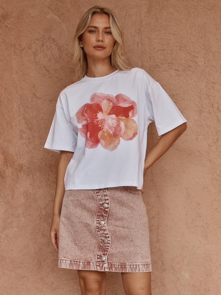 Sass Salore Printed Tee in Peony Print