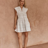 Sass Ivie Embroidered Tie Dress in White - view 2