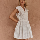 Sass Ivie Embroidered Tie Dress in White - view 3