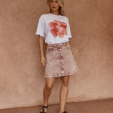 Sass Tipo Wave Denim Skirt in Rusty Red - view 2