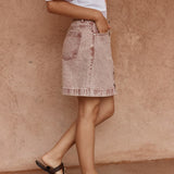 Sass Tipo Wave Denim Skirt in Rusty Red - view 3