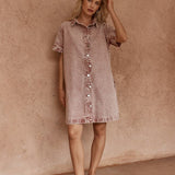 Sass Pepe Wave Denim Dress in Rusty Red - view 2
