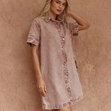 Sass Pepe Wave Denim Dress in Rusty Red - view 3