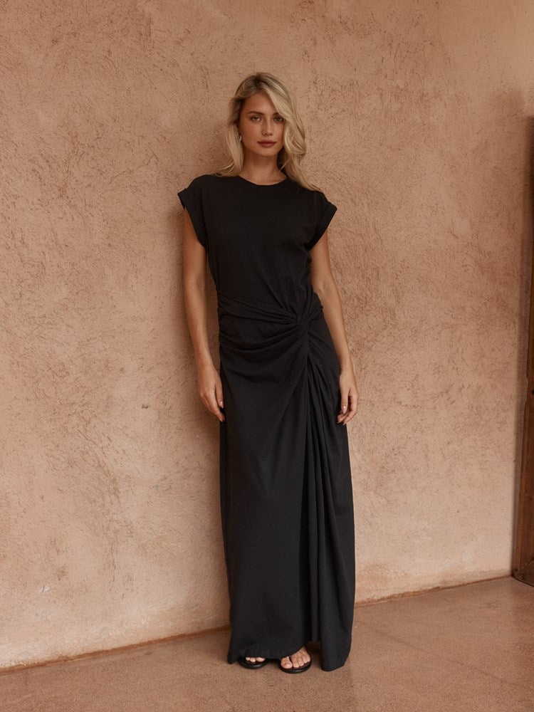 Sass Joni Twist Cap Sleeve Dress in Black