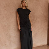 Sass Joni Twist Cap Sleeve Dress in Black