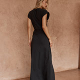Joni Twist Cap Sleeve Dress - Black