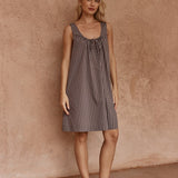 Sass Nola Stripe Mini Dress in Choc Stripe - view 2