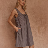 Sass Nola Stripe Mini Dress in Choc Stripe - view 3