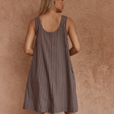 Nola Stripe Mini Dress - Choc Stripe