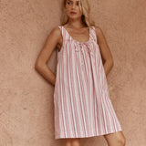 Sass Nikolai Multi Stripe Mini Dress in Pink Multi