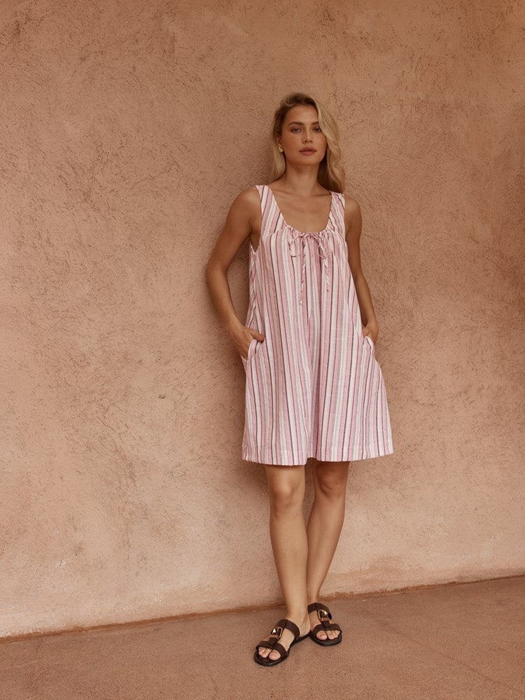 Sass Nikolai Multi Stripe Mini Dress in Pink Multi - view 2
