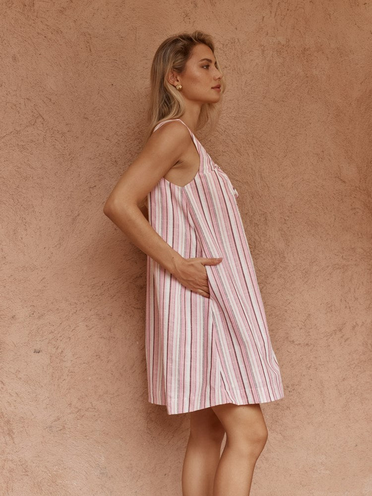 Sass Nikolai Multi Stripe Mini Dress in Pink Multi - view 3