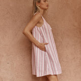 Sass Nikolai Multi Stripe Mini Dress in Pink Multi - view 3