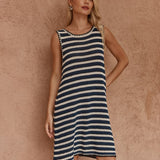 Sass Leah Crochet Mini Dress in Navy/Black/Cream