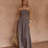 Sass Everley Strapless Dress in Choc Stripe - view 2