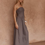 Sass Everley Strapless Dress in Choc Stripe - view 3