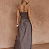 Everley Strapless Dress - Choc Stripe