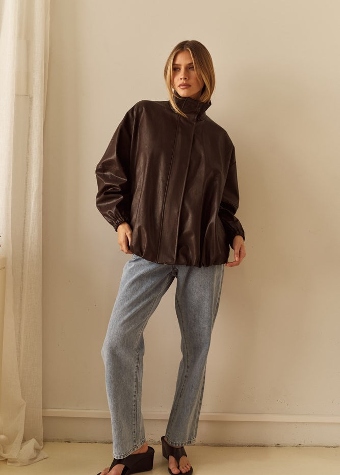 Milo Leather Look Bomber