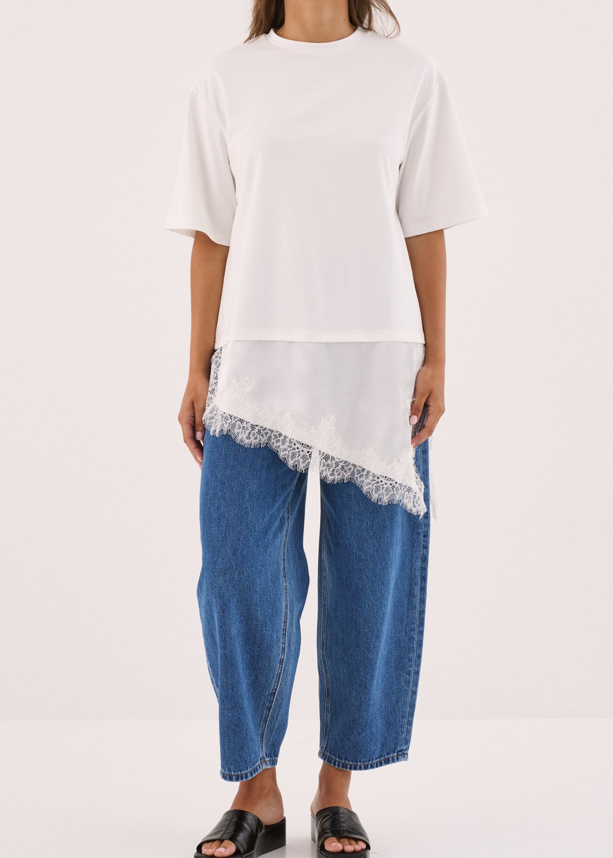 Arlo Jersey Lace Tee - Ivory