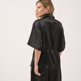 Kelly Drawstring Collared Shirt - Black