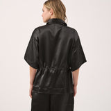 Kelly Drawstring Collared Shirt - Black