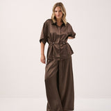 Aurora Satin Pant - Chocolate