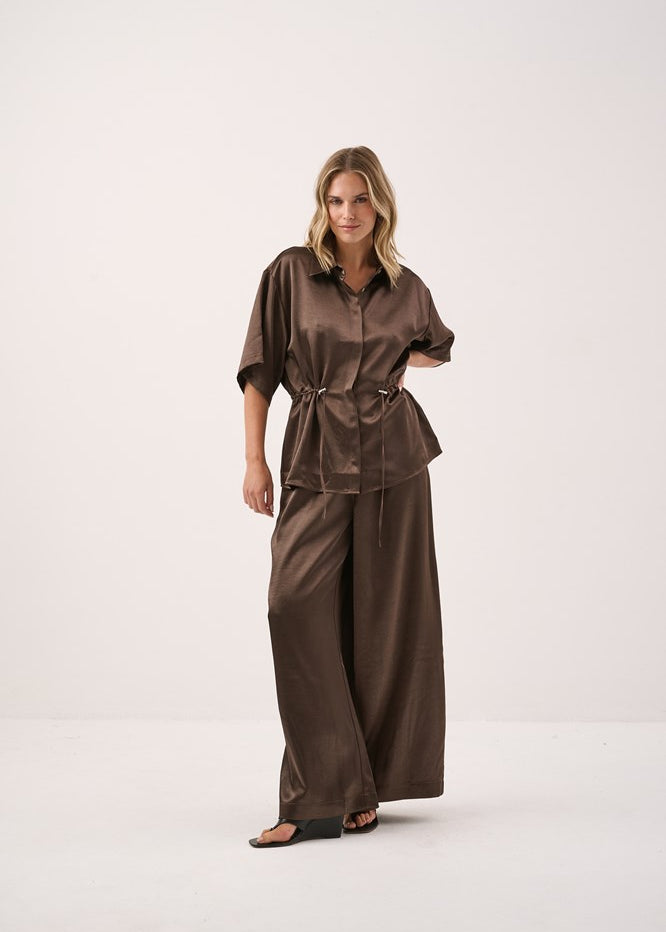 Aurora Satin Pant - Chocolate